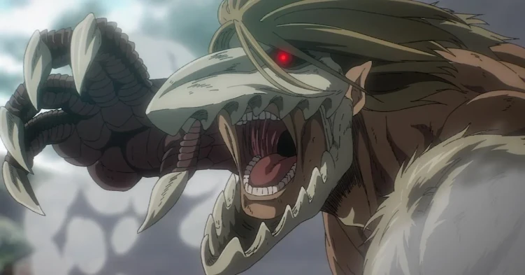 Falco Grice transforms into the Jaw Titan in Attack on Titan