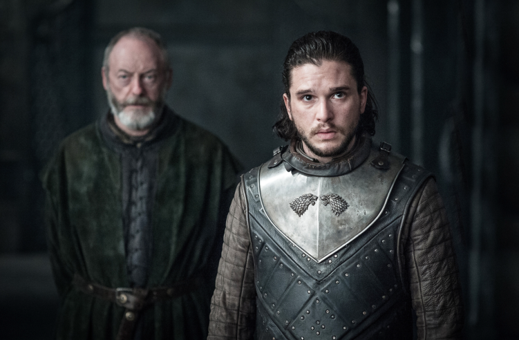 Liam Cunningham and Kit Harington in Game of Thrones