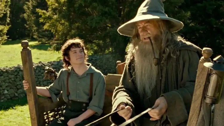 Frodo and Gandalf in The Lord of the Rings movie