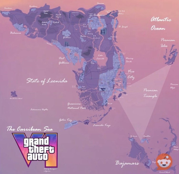 GTA 6 fan-made concept map with islands