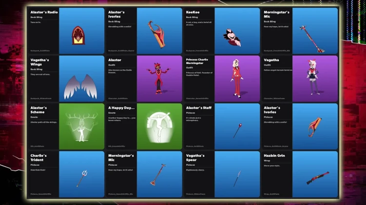 Hazbin Hotel x Fortnite cosmetics
