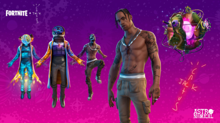 Travis Scott's cosmetics made available in the Fortnite "Astronomical" event