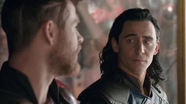 Tom Hiddleston as Loki and Chris Hemsworth as Thor