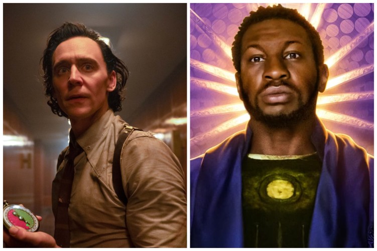 Tom Hiddleston and Jonathan Majors in Loki