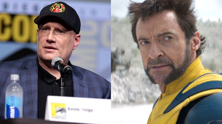 Kevin Feige and Hugh Jackman as Wolverine in Deadpool & Wolverine