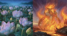 Lotus Field art by John Avon / Phlage, Titan of Fire's Fury art by Lucas Graciano