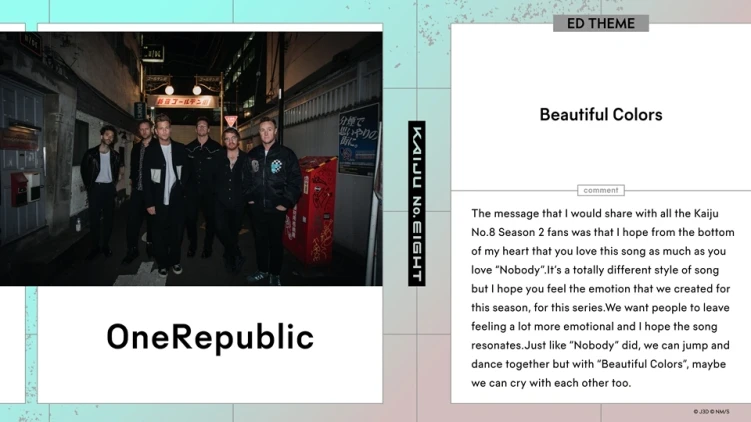 OneRepublic's message about the new ending theme for Kaiju No. 8 Season 2 anime