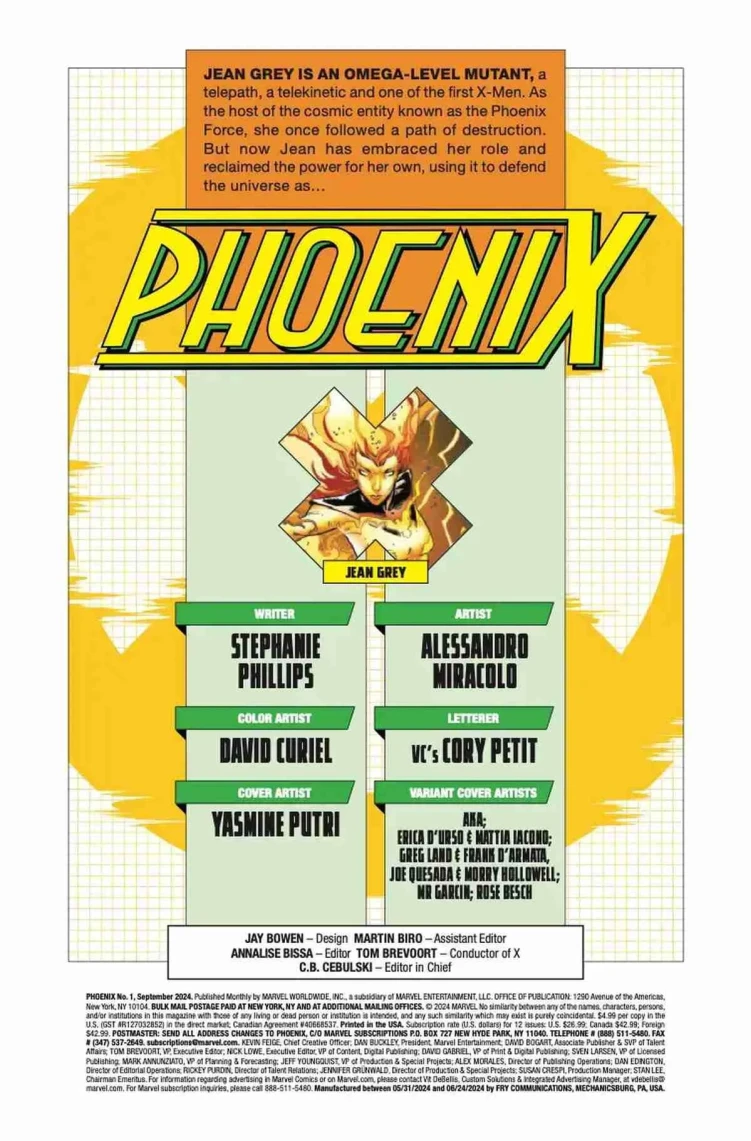 Phoenix #1 Recap/Credits Page