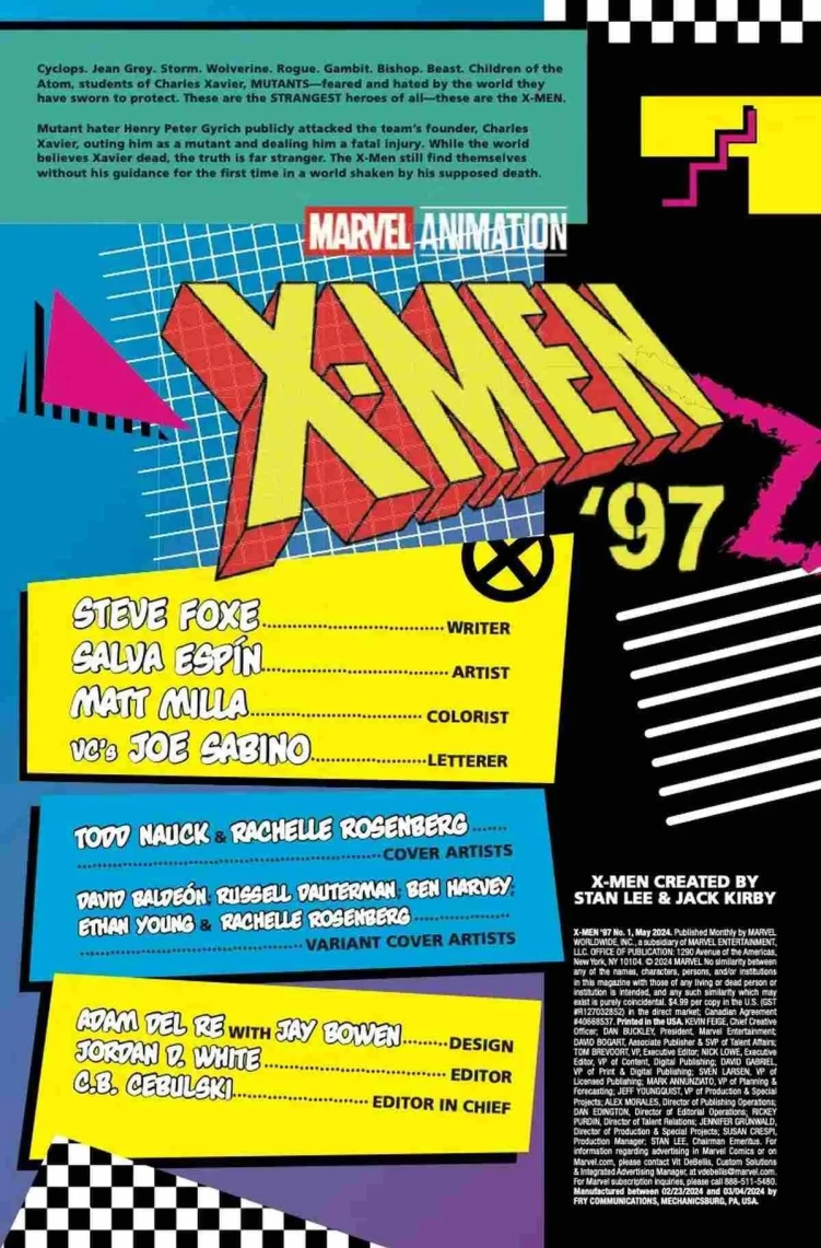 X-Men '97 #1 - Preview Recap/Credits