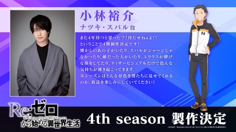 Re:ZERO Season 4 voice cast comment