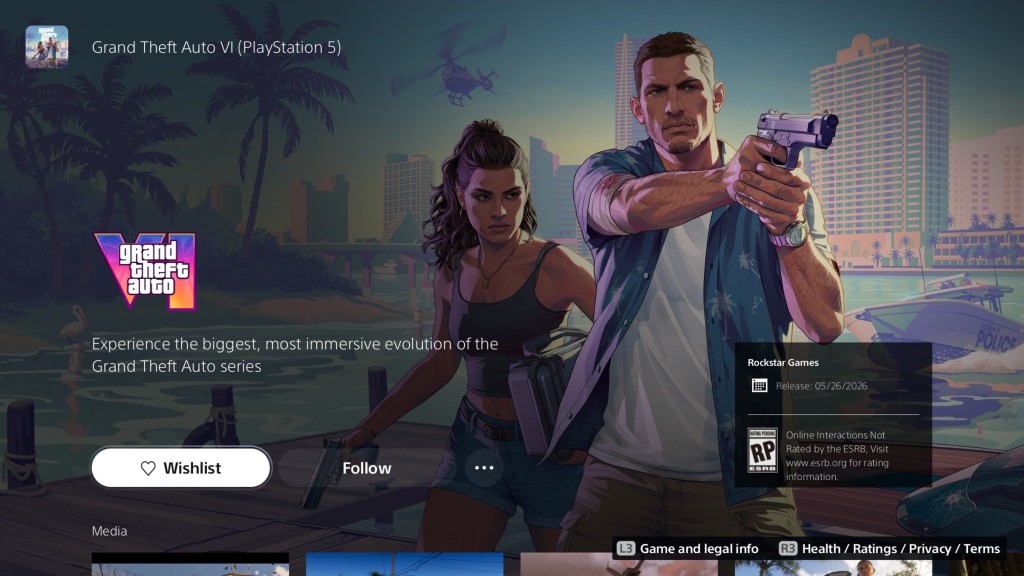 GTA 6 Now Available to Wishlist on PlayStation Store